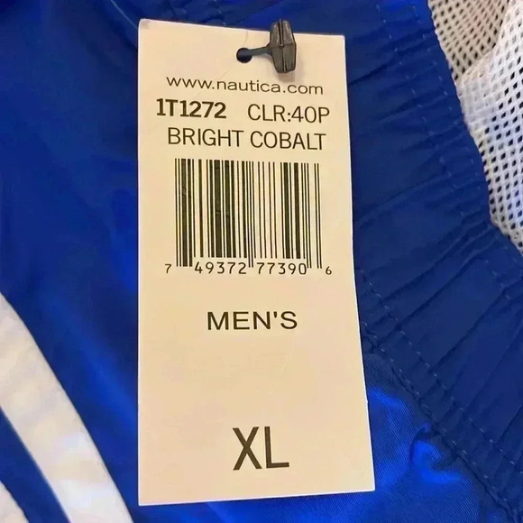 Nautica NWT Men’s XL Elastic Waistband Bright Cobalt Swim Trunks - Picture 6 of 9